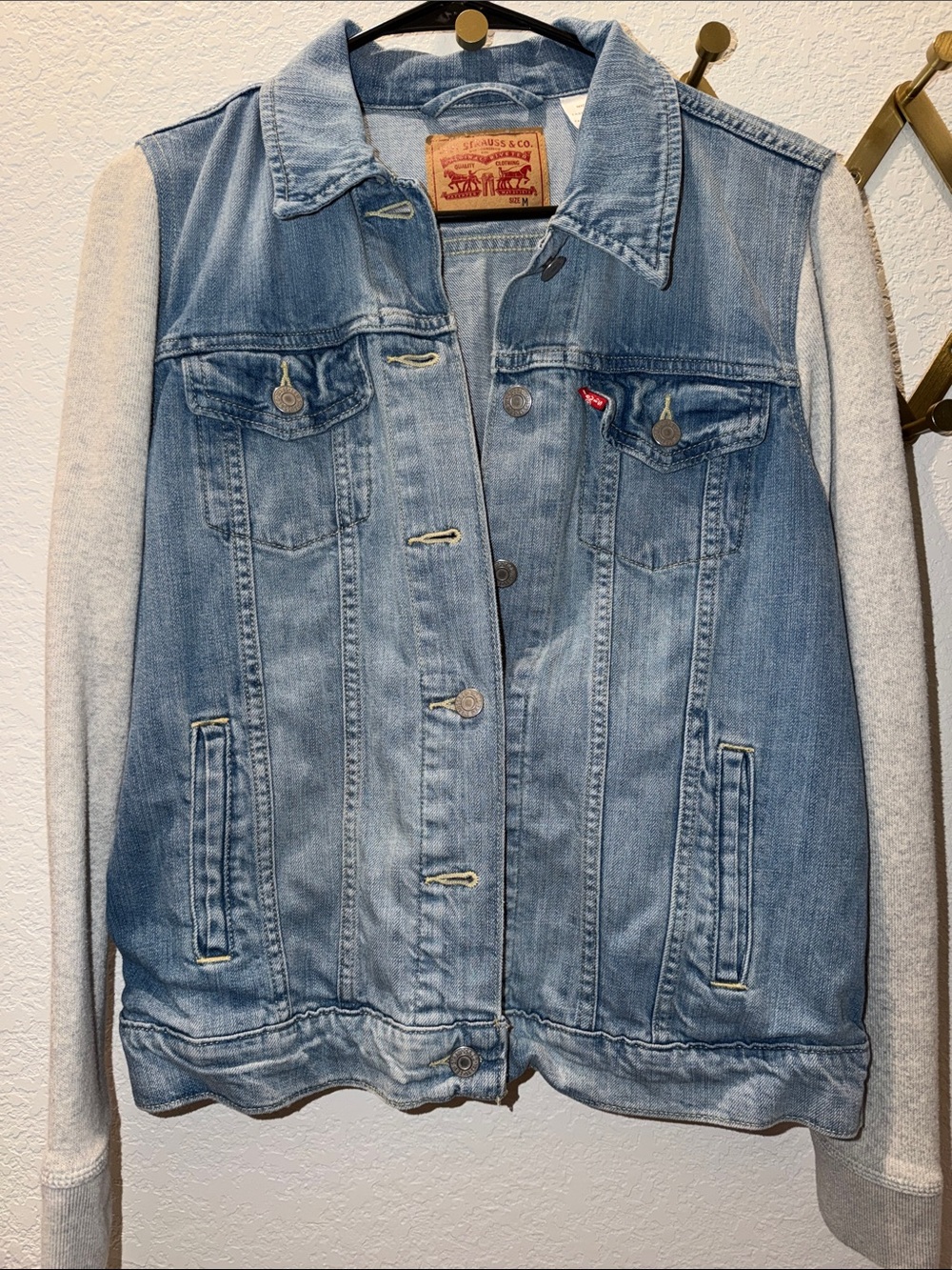 Levi's Light Blue Denim Jacket with Heather Gray Sleeves